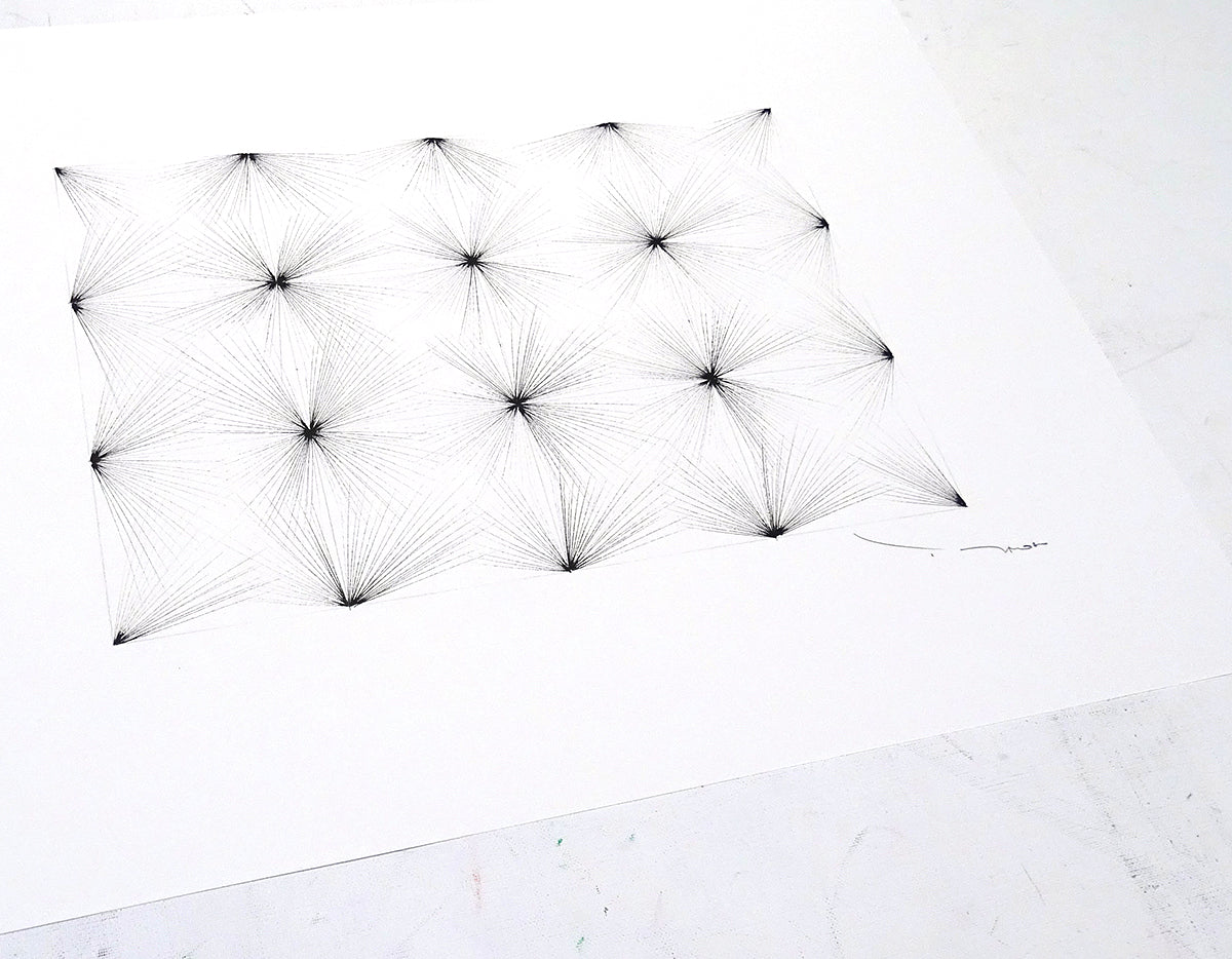 Tehos - Grand Carré long 2024-07 dessin abstrait original signé