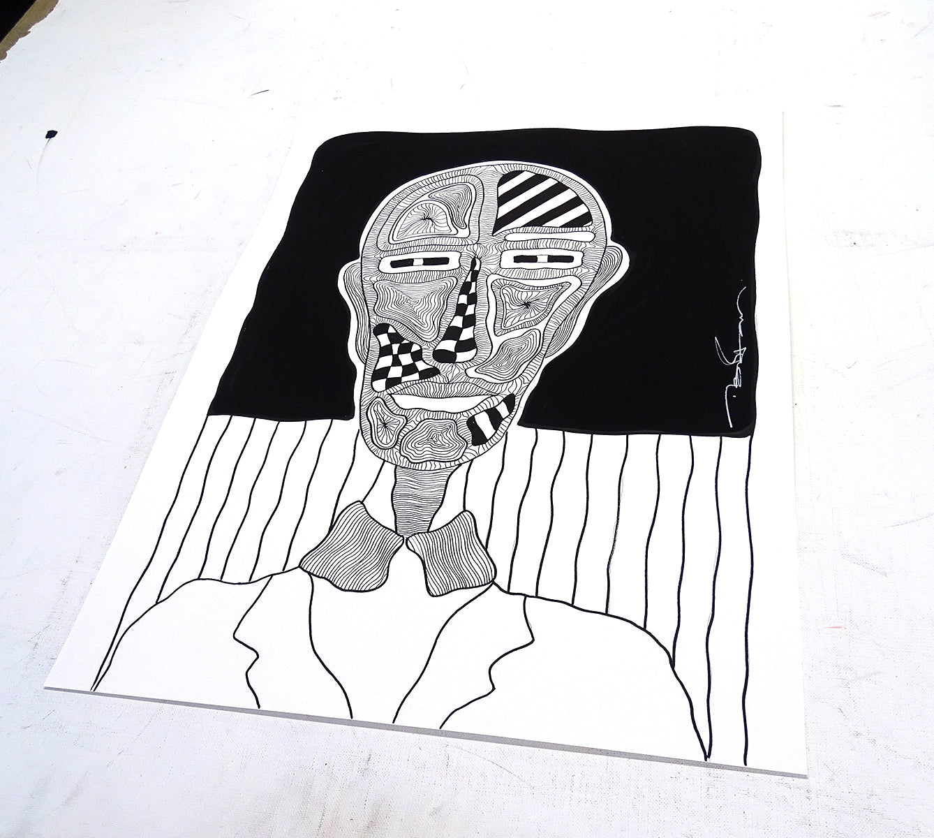 The big fat boy - The man in the right corner - dessin original signé