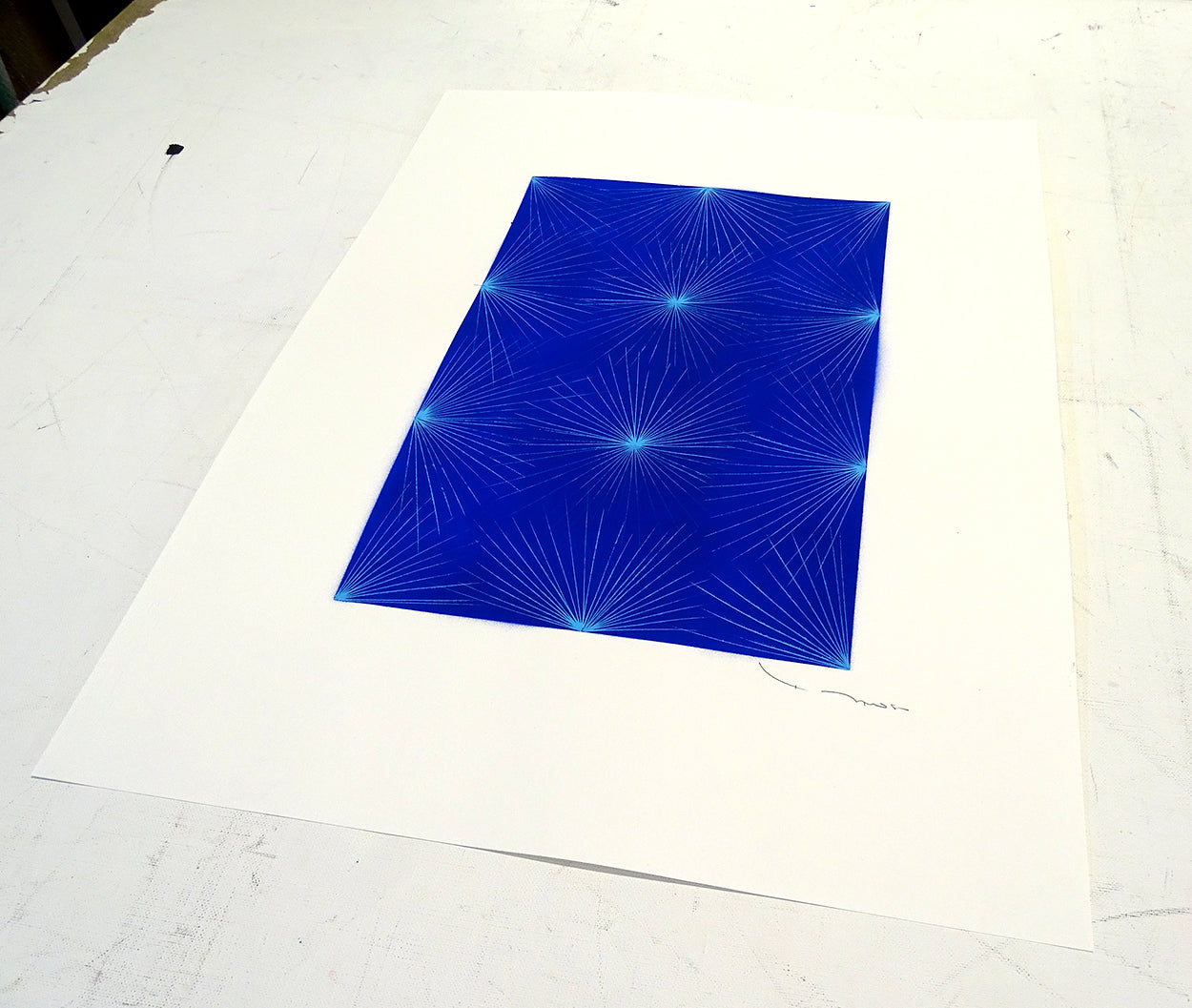 Tehos - Grand Carré long 2025-04 dessin abstrait original signé