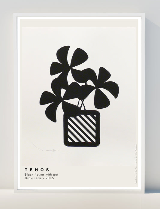 Tehos Art Poster print - impression affiche d'exposition affiche artiste - Black flowers V2