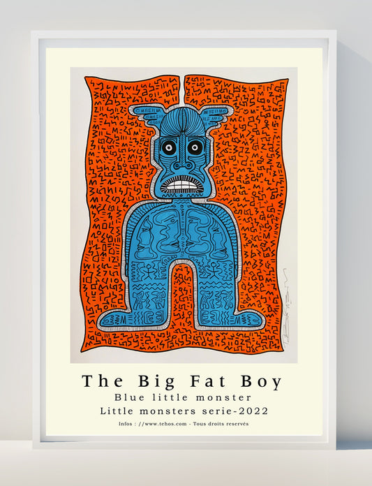 Copie de The big fat boy Art Poster print - impression affiche d'exposition affiche artiste - Blue little monster