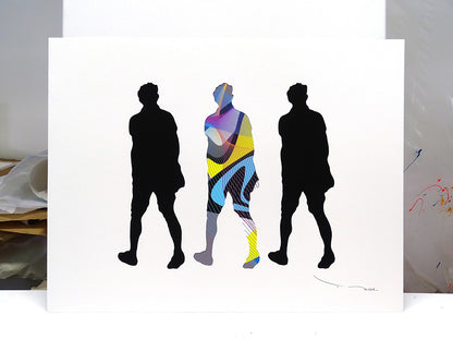 Tehos - Three men looking right - V1 - 2023 œuvre originale signée