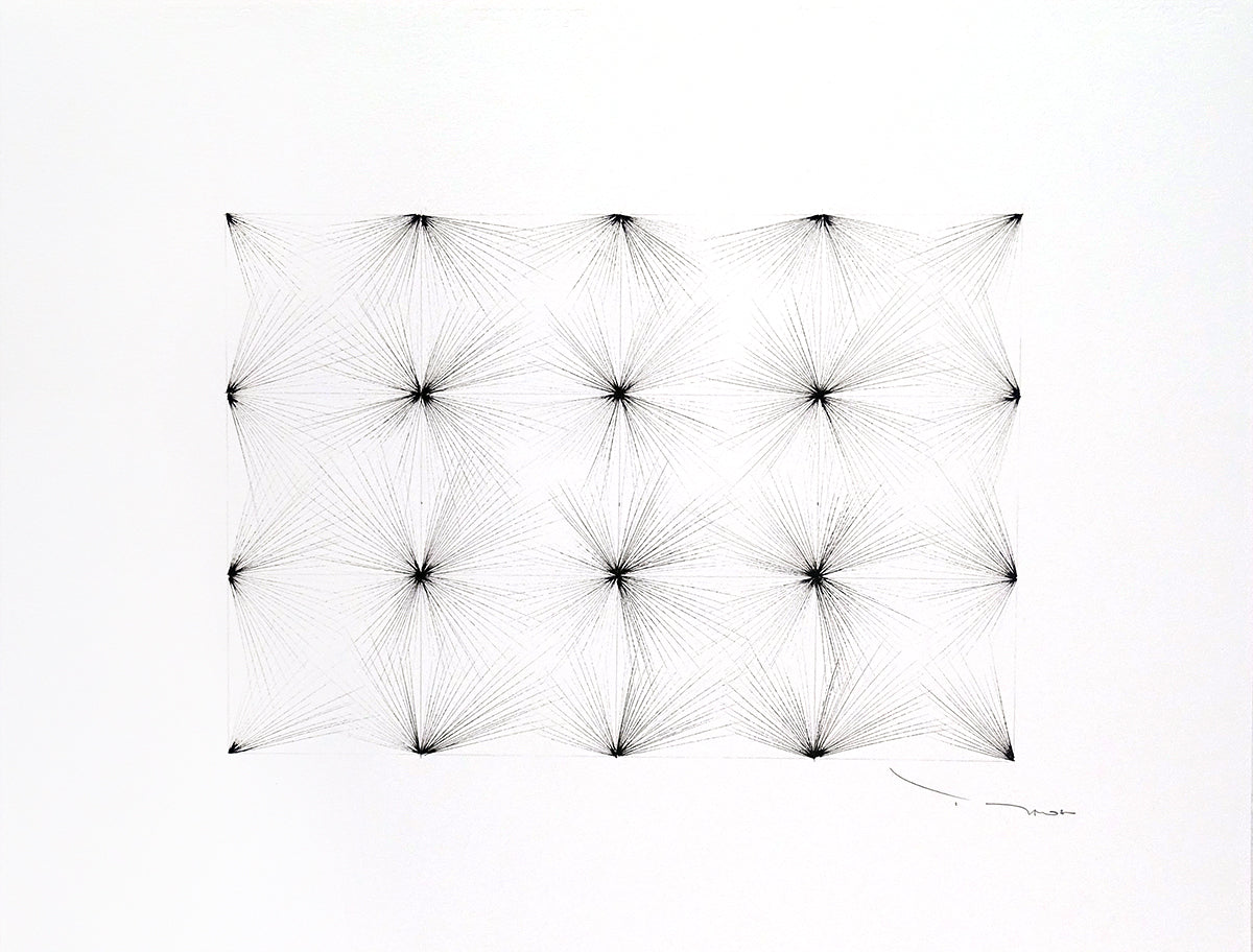 Tehos - Grand Carré long 2024-07 dessin abstrait original signé