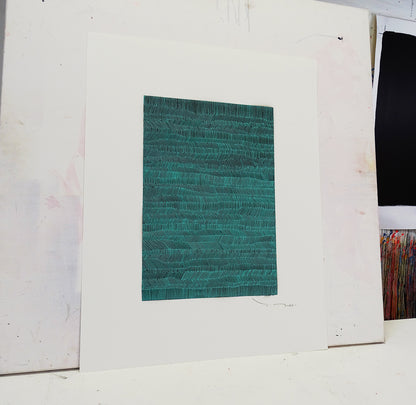 Tehos - Grand Carré long 2025-02 dessin abstrait original signé