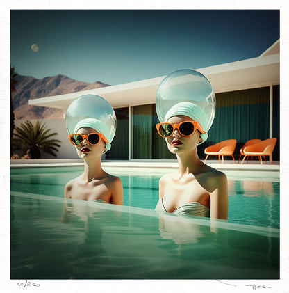 Tehos - Swimming pool and the moon - édition limitée numerotée , signée