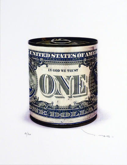 Tehos One Dollar Tin Can B Blue édition limitée numérotée signée art contemporain