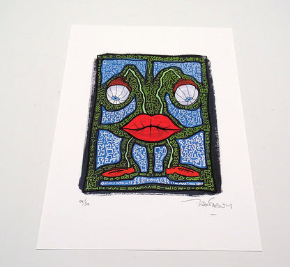 The Big fat boy - Limited edition on fine art paper - Big fat mouth with blue eyes