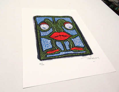 The Big fat boy - Limited edition on fine art paper - Big fat mouth with blue eyes