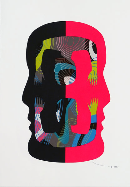 Tehos Double Thought Pink édition limitée mix media art contemporain